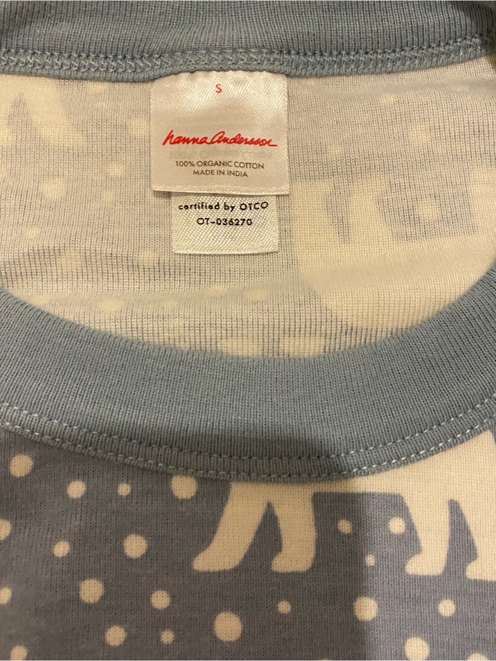 Hanna Andersson Light Blue Polar Bear Print Pajama Set (Top S) (Bottom M) - Picture 2 of 3